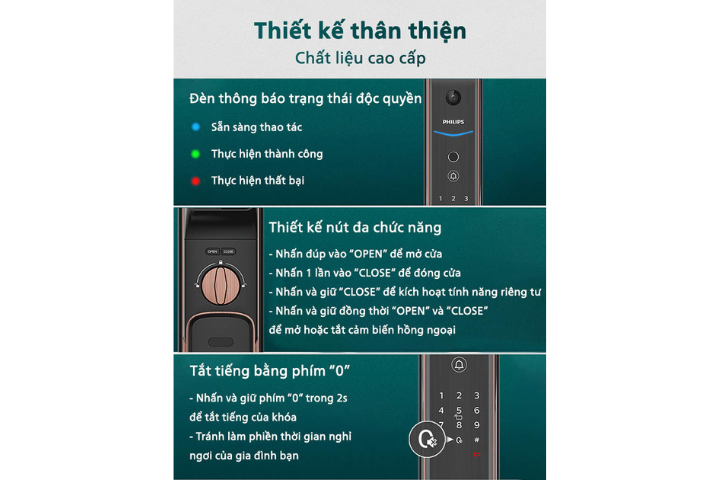 Khóa điện tử Philips DDL709-7HWS Copper