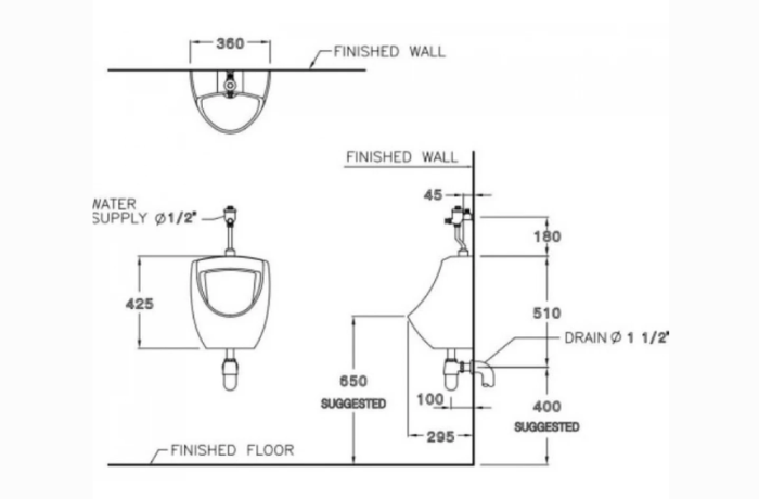 Tiểu nam Cotto C3080BI treo tường Baron