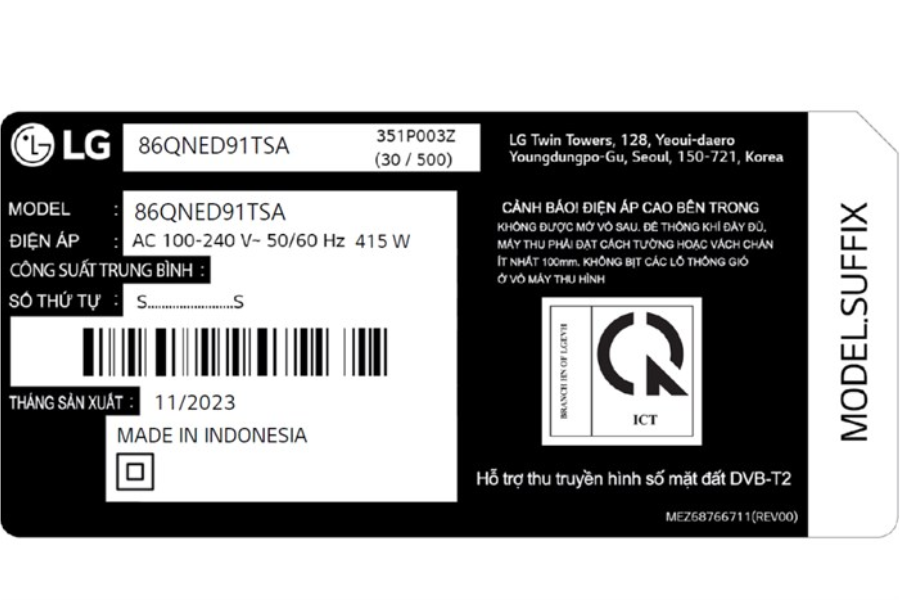 Smart Tivi QNED 86 inch LG 86QNED91TSA