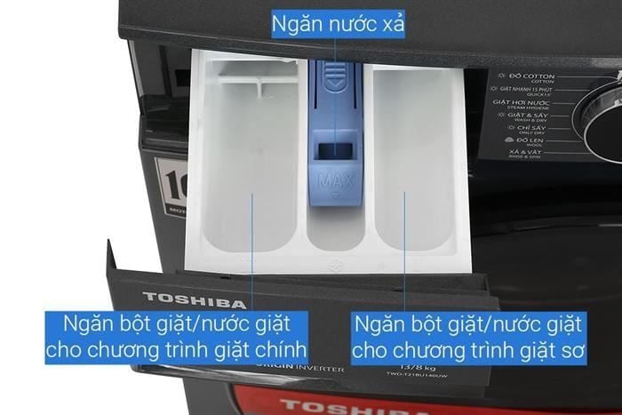 Máy giặt sấy Toshiba TWD-T21BU140UWV(MG) Inverter giặt 13 kg - sấy 8 kg