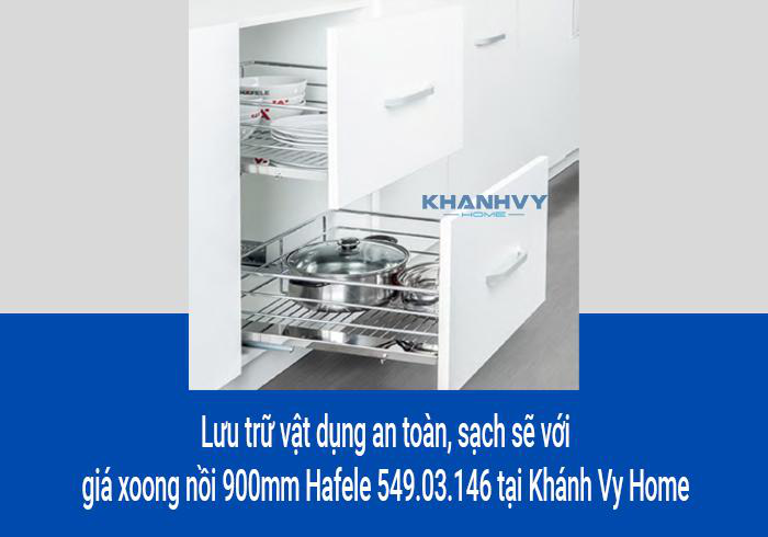 Lưu trữ vật dụng an toàn, sạch sẽ với giá xoong nồi 900mm Hafele 549.03.146 tại Khánh Vy Home