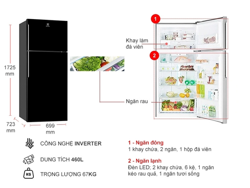 Thông số tủ lạnh Electrolux 431L ETB4600B-H