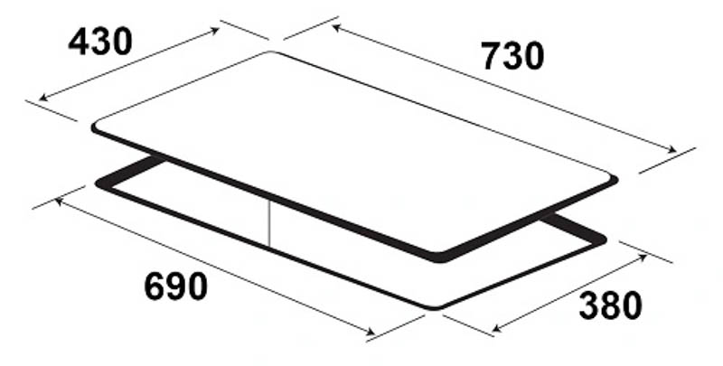 Kích thước bếp từ Kaff KF-LCD2IG