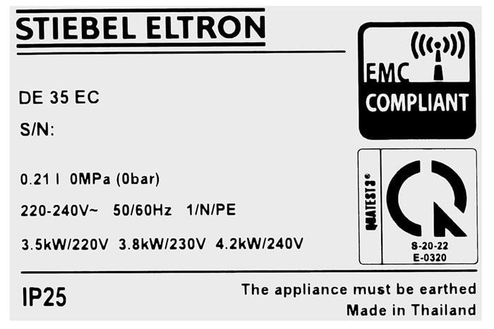 Máy nước nóng Stiebel Eltron DE 35 EC trực tiếp