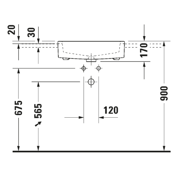 Chậu lavabo bán âm Duravit Vero 0314550000