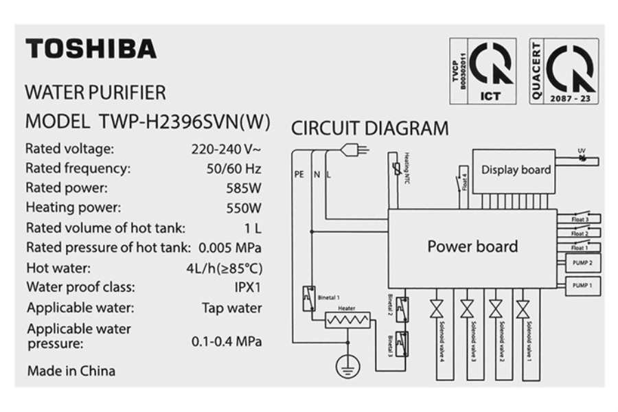 Máy lọc nước RO Toshiba TWP-H2396SVN(W)