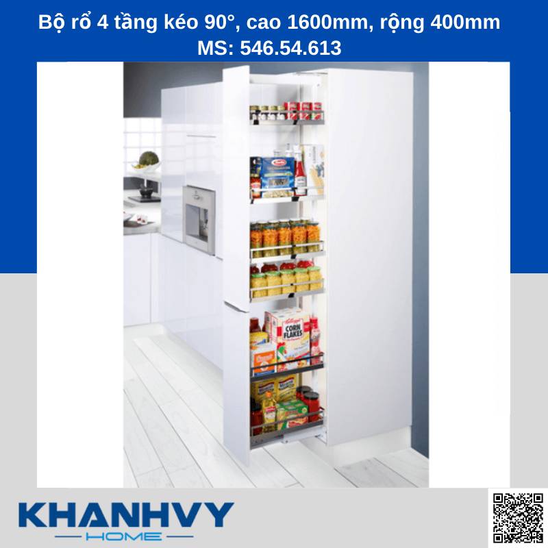 Bộ rổ 4 tầng kéo 90°, cao 1600mm, rộng 400mm MS: 546.54.613 chính hãng tại Khánh Vy Home