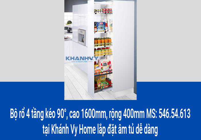 Bộ rổ 4 tầng kéo 90°, cao 1600mm, rộng 400mm MS: 546.54.613 tại Khánh Vy Home lắp đặt âm tủ dễ dàng