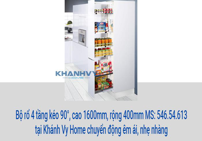 Bộ rổ 4 tầng kéo 90°, cao 1600mm, rộng 400mm MS: 546.54.613 tại Khánh Vy Home chuyển động êm ái, nhẹ nhàng