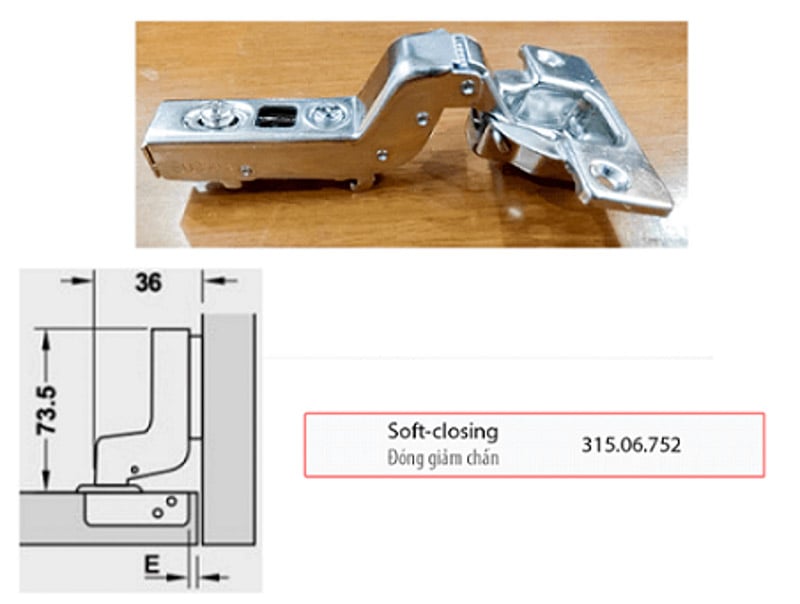 Bản lề giảm chấn Hafele Inox 304 lọt lòng 315.06.752 sở hữu nhiều tính năng ưu việt