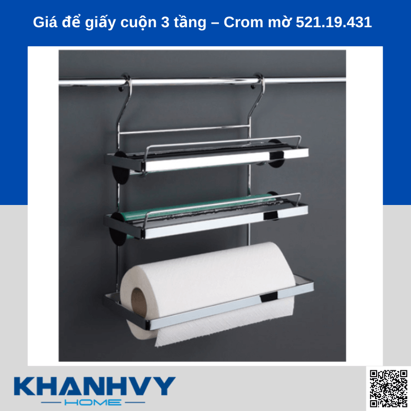 Giá để giấy cuộn 3 tầng – Crom mờ 521.19.431 chính hãng tại Khánh Vy Home