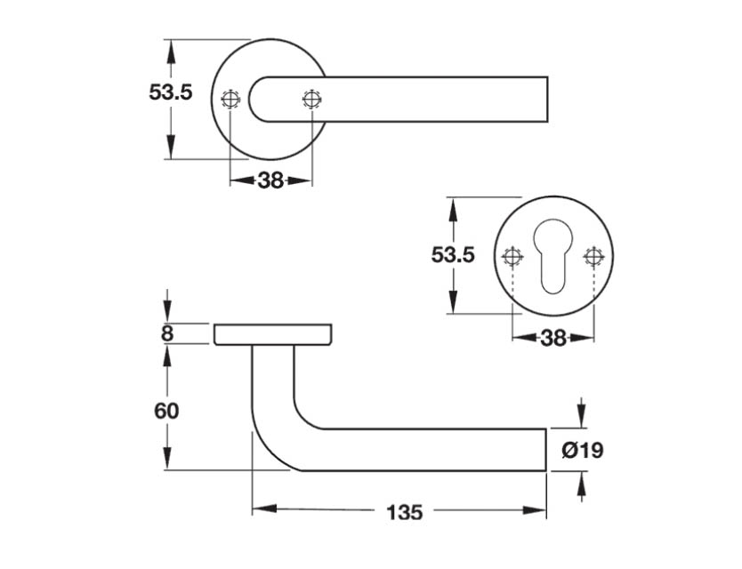 Thông số kỹ thuật tay nắm gạt Hafele 903.92.596