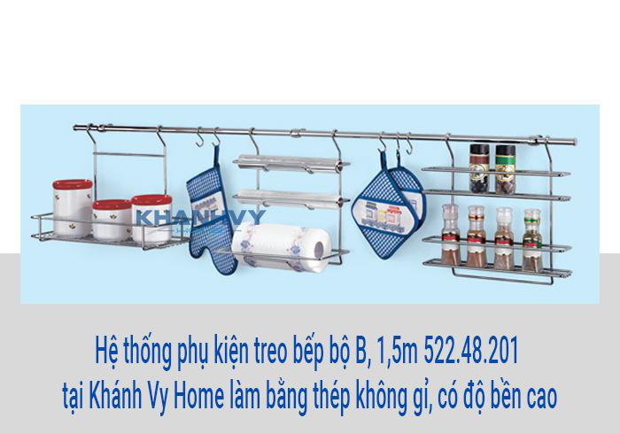 Hệ thống phụ kiện treo bếp bộ B, 1,5m 522.48.201 tại Khánh Vy Home làm bằng thép không gỉ, có độ bền cao
