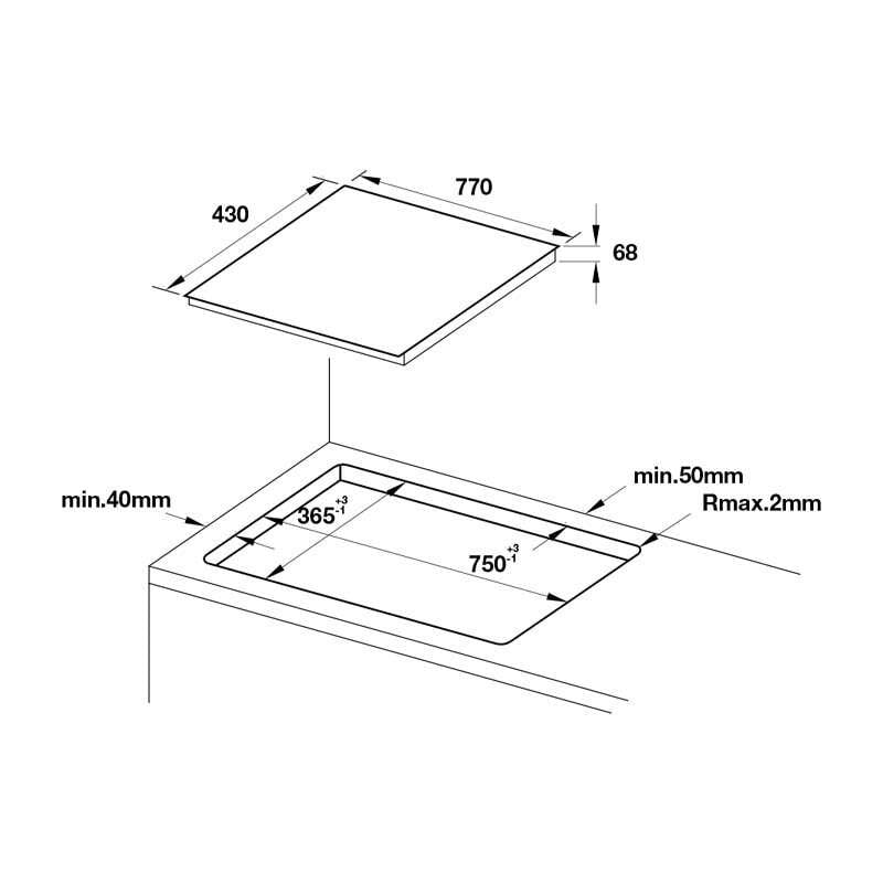 Kích thước bếp từ Hafele HC-IF77D 536.61.665
