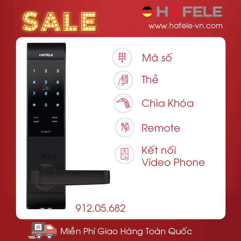 Khóa điện tử Hafele EL7500-TC 912.05.682 trang bị nhiều tính năng hiện đại
