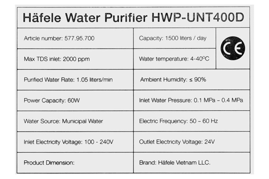 Máy lọc nước RO Hafele HWP-UNT400D 577.95.700