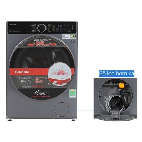 Máy giặt sấy Toshiba TWD-T25BZU115MWV (MG) Inverter  giặt 10.5 kg - sấy 7 kg