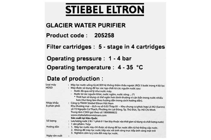 Máy lọc nước Stiebel Eltron Glacier để gầm