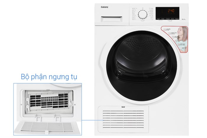 Máy sấy Galanz DC-80S5C ngưng tụ 8kg màu trắng