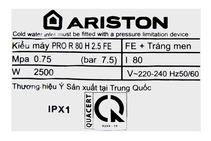 Máy nước nóng gián tiếp Ariston 100 lít PRO R 100 H 2.5 FE 3605422