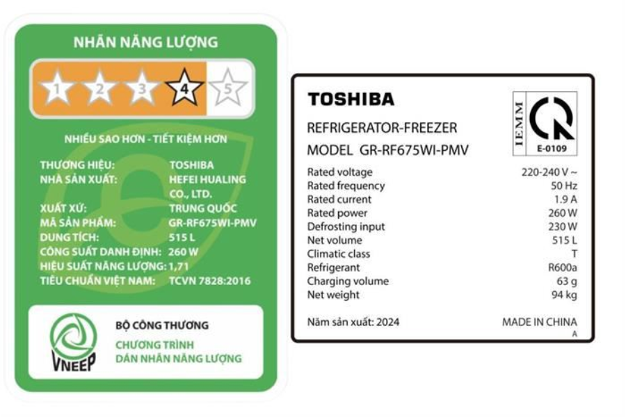 Tủ lạnh Toshiba GR-RF675WI-PMV 515L