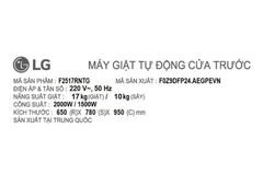 Máy giặt sấy LG F2517RNTG AI DD™ 2.0 Inverter 17/10kg màu đen