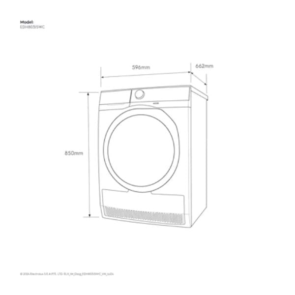 Máy sấy bơm nhiệt 8kg Electrolux EDH803J5WC