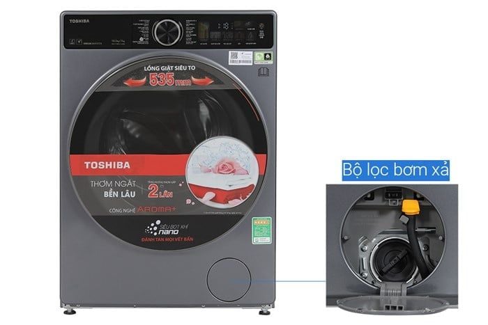 Máy giặt sấy Toshiba TWD-T25BZU115MWV(MG) Inverter giặt 10.5 kg - sấy 7 kg