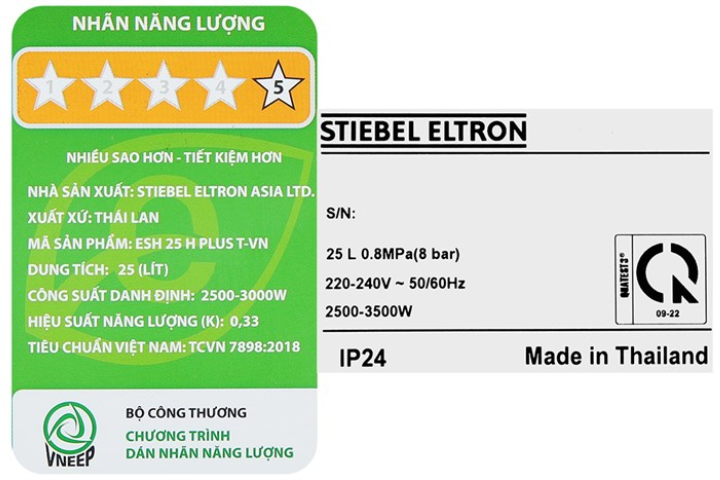 Máy nước nóng Stiebel Eltron ESH 25 H Plus T gián tiếp