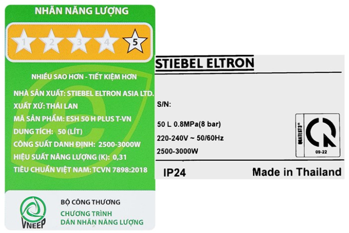 Máy nước nóng Stiebel Eltron ESH 50 H Plus T gián tiếp