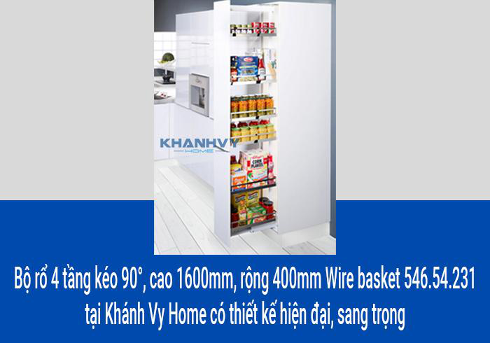 Bộ rổ 4 tầng kéo 90°, cao 1600mm, rộng 400mm Wire basket 546.54.231 tại Khánh Vy Home có thiết kế hiện đại, sang trọng