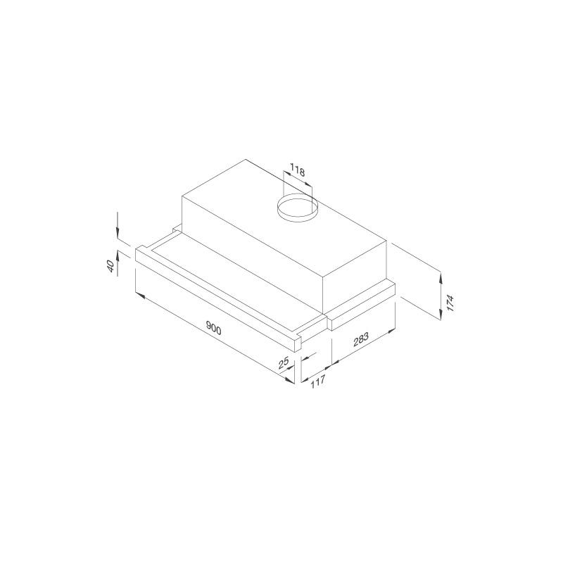 Kích thước lắp đặt máy hút mùi Malloca K1509 TC
