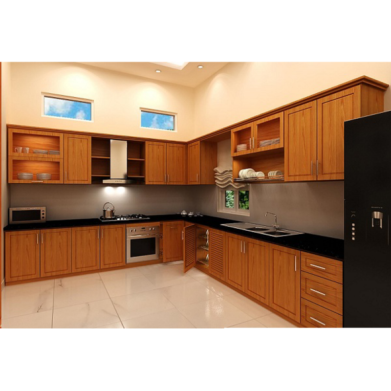 Tủ bếp chữ L phong cách châu Âu TBL-KVH08