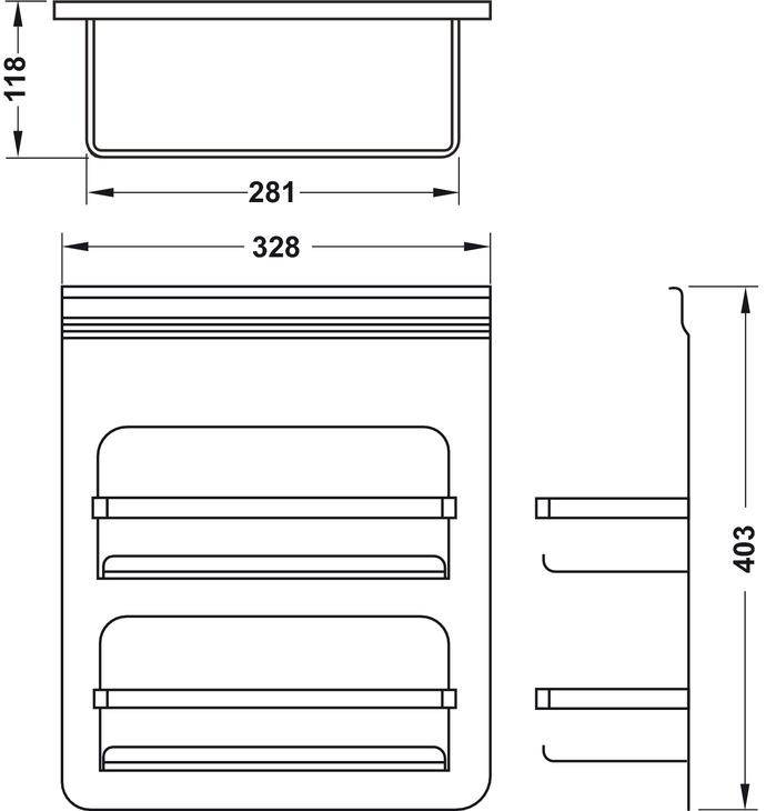 Bản vẽ kỹ thuật kệ đa năng có khung Hafele 523.00.360 tại Khánh Vy Home