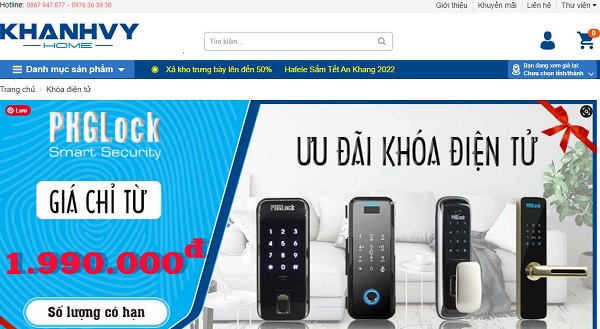 Mua khóa điện tử tại website chính hãng
