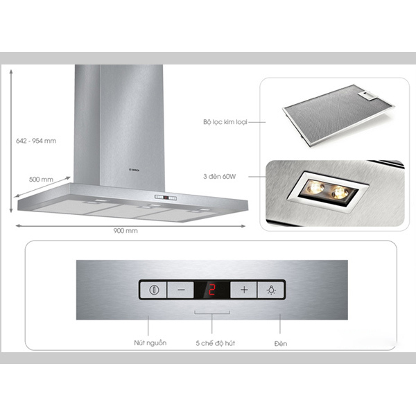 Máy hút khử mùi treo Bosch DWB097E50