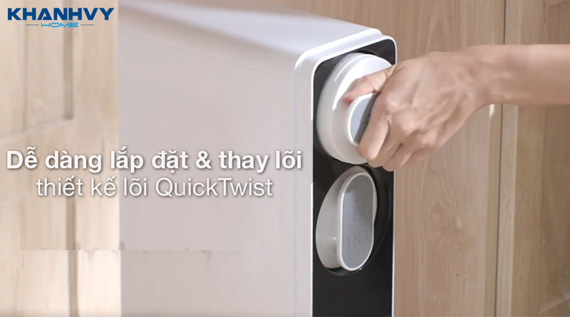 Thiết kế các lõi lọc QuickTwist nằm ngang giúp cho việc thay thế lõi lọc trở nên đơn giản