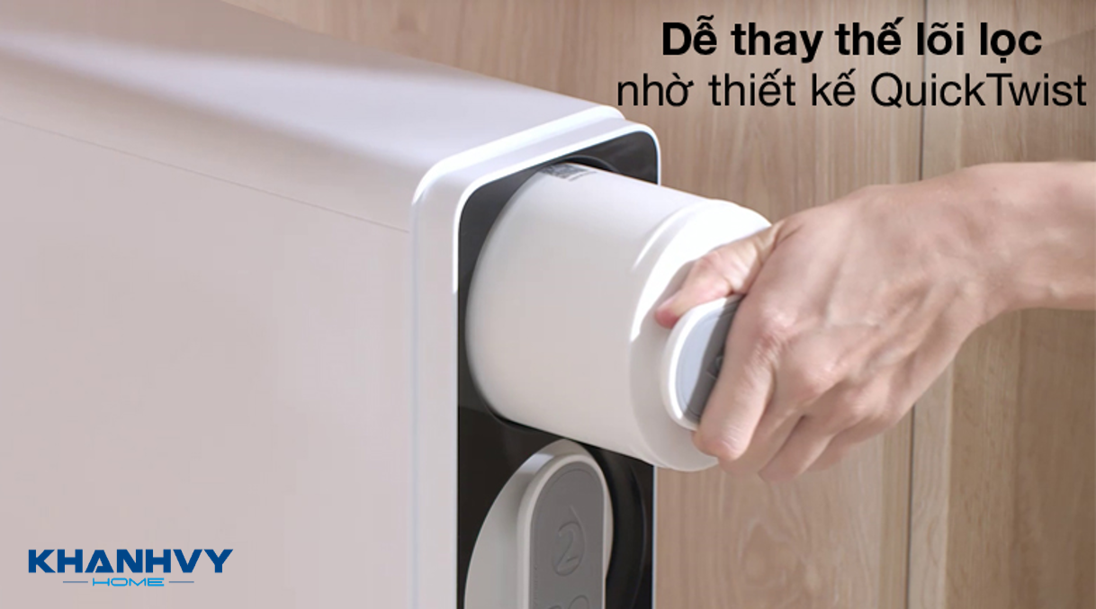 Thiết kế các lõi lọc QuickTwist nằm ngang giúp cho việc thay thế lõi lọc trở nên đơn giản