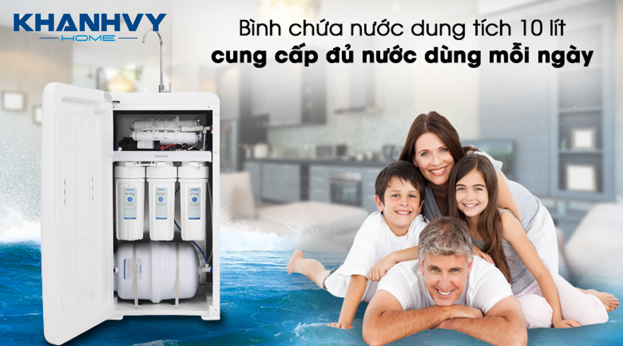 Máy lọc nước Philips RO Thế Hệ Mới ADD8960 sở hữu thiết kế đứng đơn giản và nhỏ gọn, công suất lọc 11.8 lít/giờ và dung tích bình chứa nước 10 lít, cung cấp nước sạch dùng cho cả gia đình