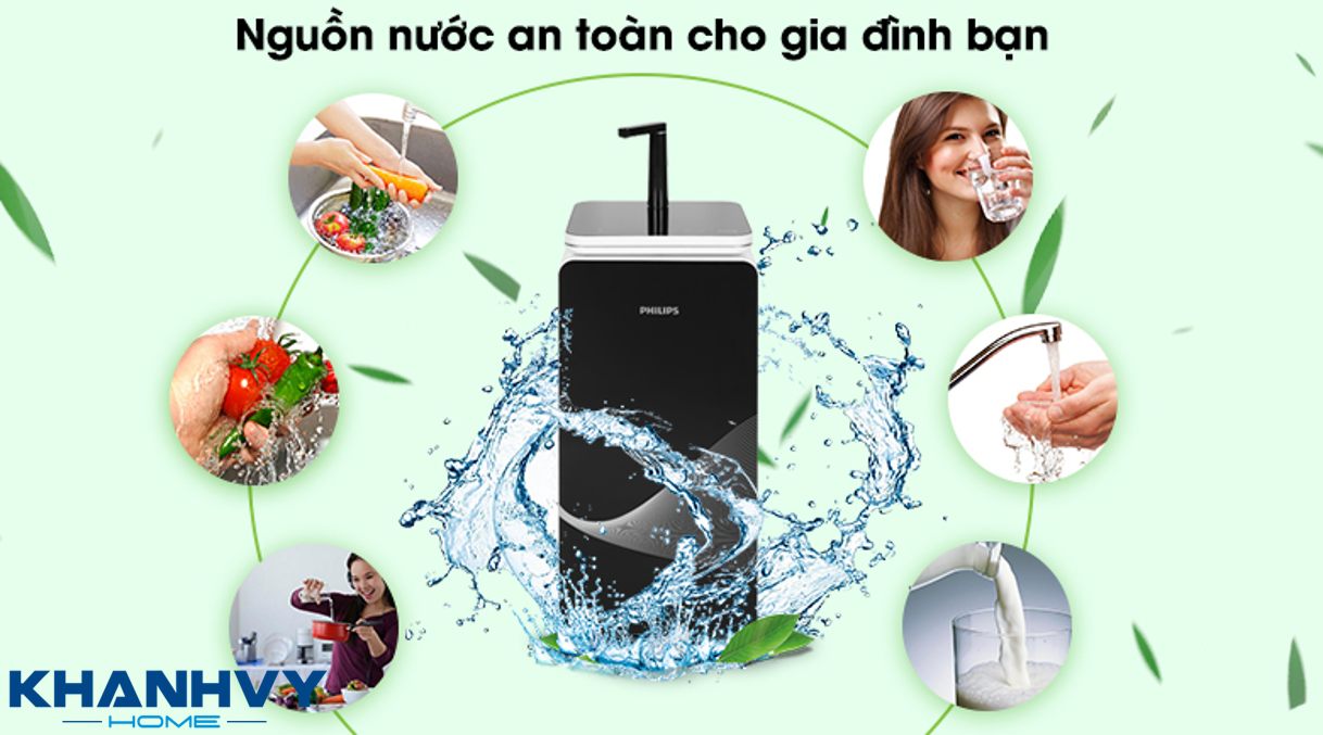 Máy lọc nước trang bị nhiều tiện ích, đáp ứng nhu cầu sử dụng nước đa dạng của gia đình