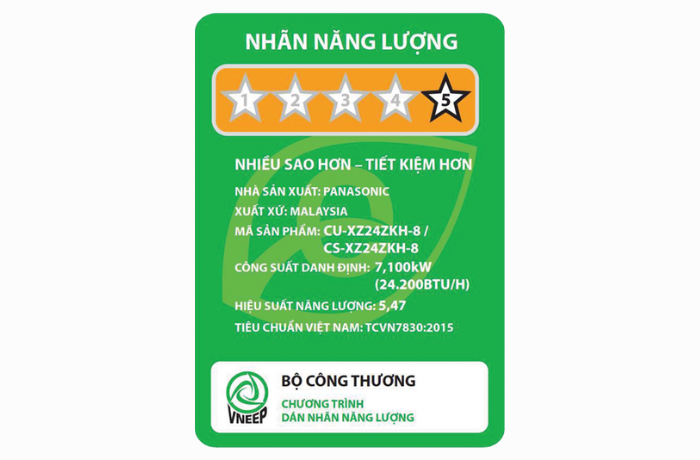 Máy lạnh Panasonic CU/CS-XZ24ZKH-8 Inverter 2 chiều 24.200 BTU 2.5 HP