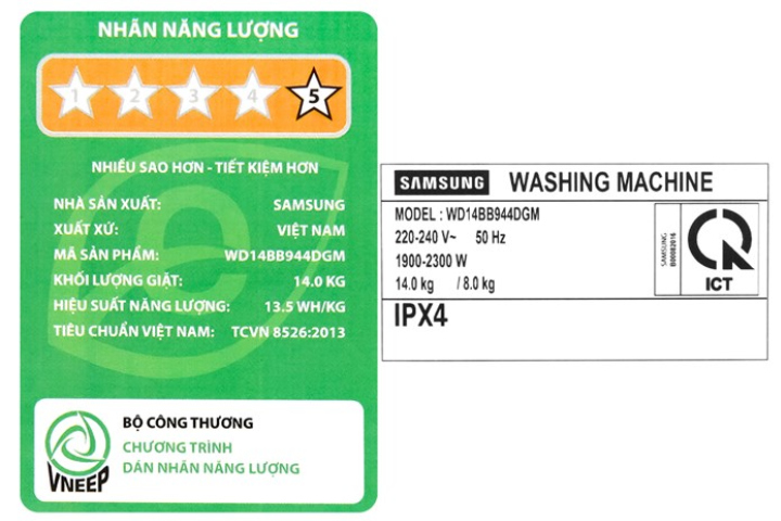 Máy giặt sấy Samsung WD14BB944DGMSV 14 kg Bespoke AI™ với Ngăn giặt xả tự động