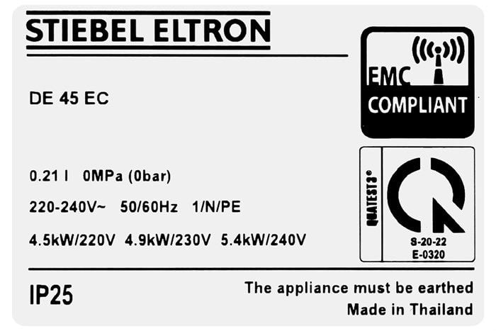 Máy nước nóng Stiebel Eltron DE 45 EC trực tiếp