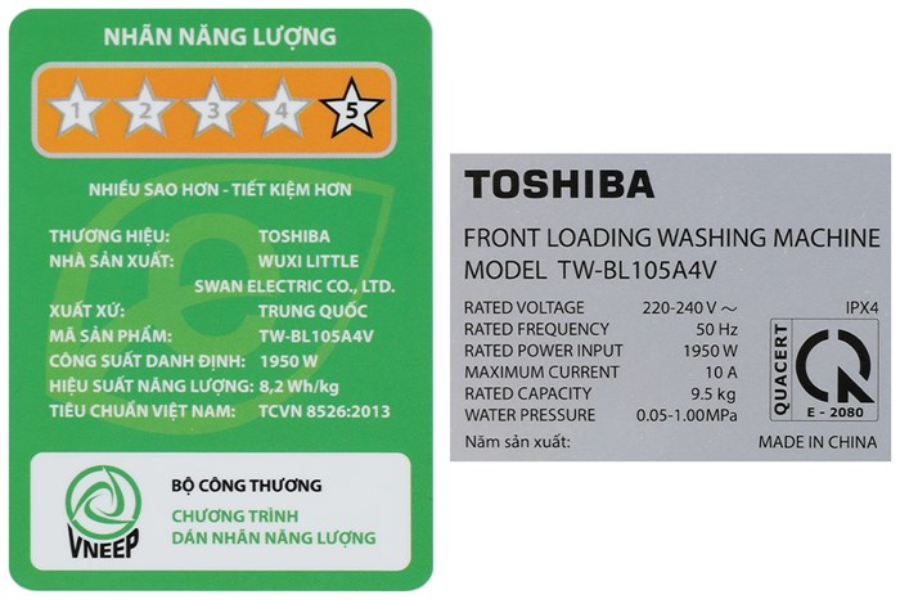 Máy giặt Toshiba TW-BL105A4V(SS) Inverter 9.5 kg