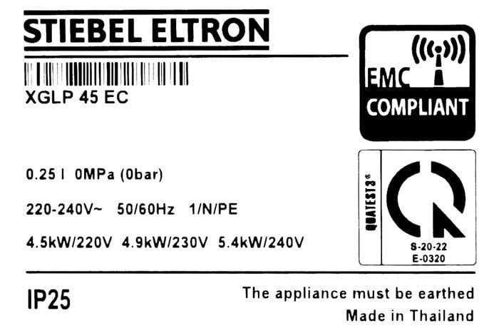 Máy nước nóng Stiebel Eltron XGLP 45 EC trực tiếp