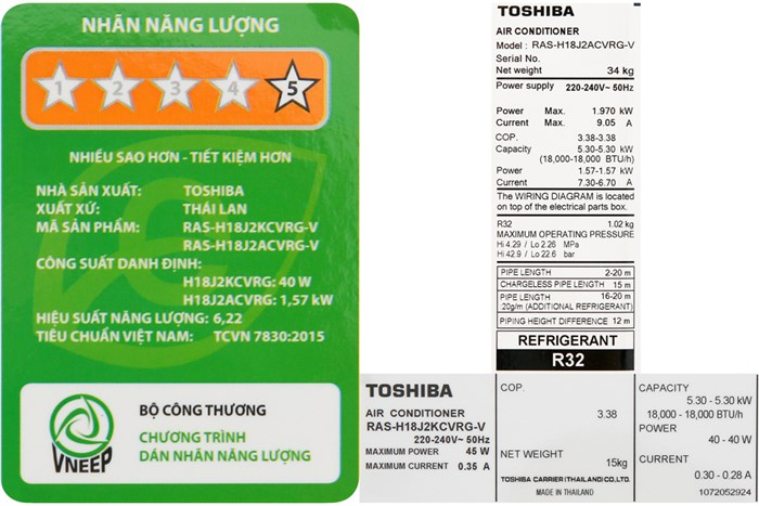Máy lạnh Toshiba RAS-H18J2KCVRG-V Inverter 1 chiều 18.000 BTU 2 HP