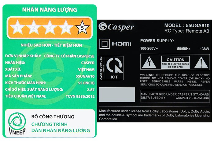 Tivi Casper 55UGA610 55 inch 4K Ultra HD