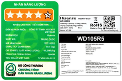 Máy giặt sấy Hisense WD105R5 giặt 10.5 kg - sấy 7 kg