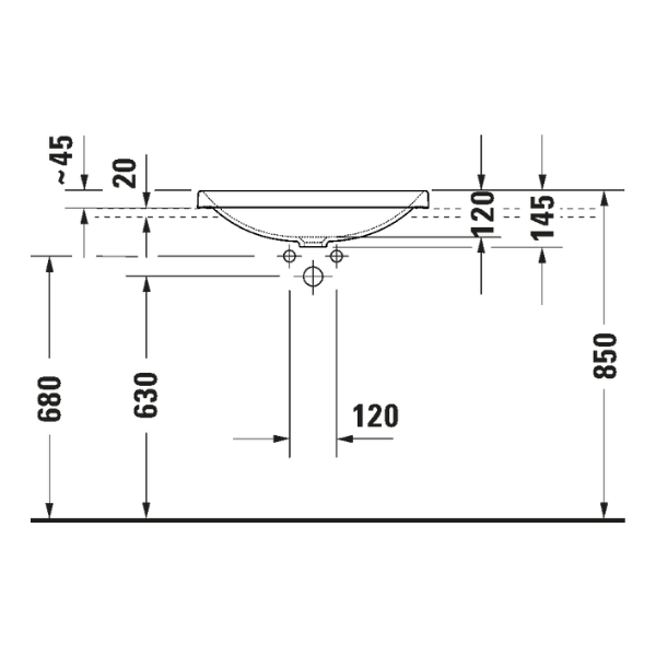 Chậu lavabo dương vành Duravit D-Neo 0358600079