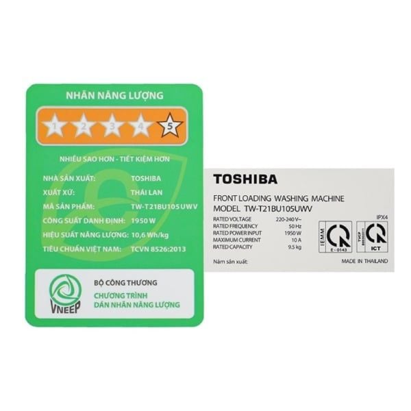 Máy giặt cửa trước Toshiba TW-T21BU105UWV(MG) Inverter 9.5 kg